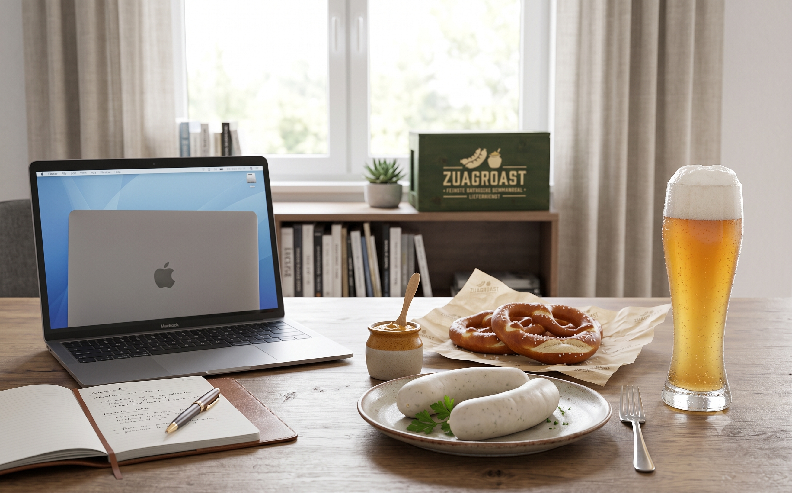 Zuagroast Wiesn-Brotzeit im Homeoffice ohne Text im Bild